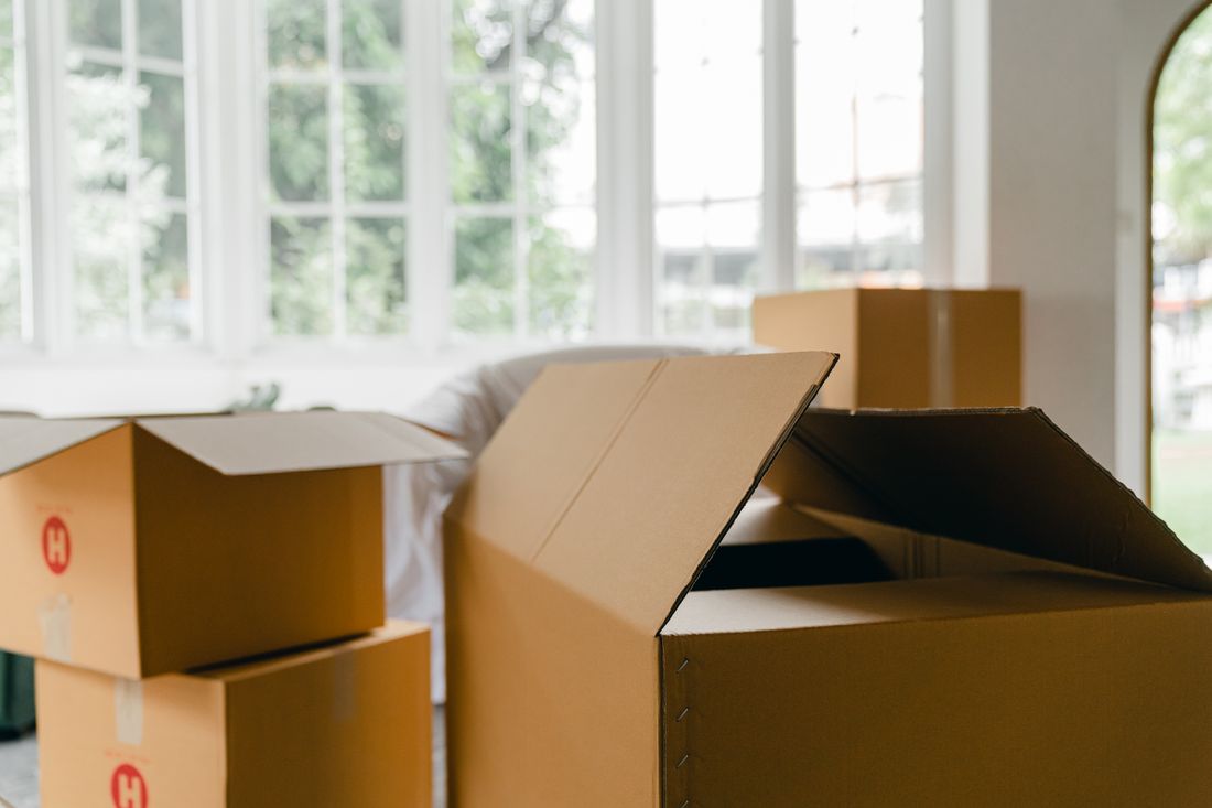 Household boxes and furniture ready for a property cleanout